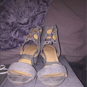 Suede lace up heels !!! Light Blue !